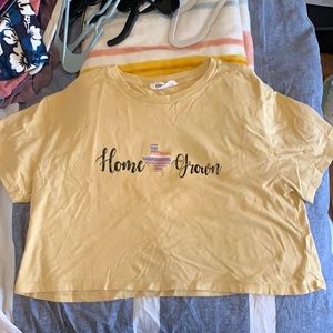 yellow crop top tshirt